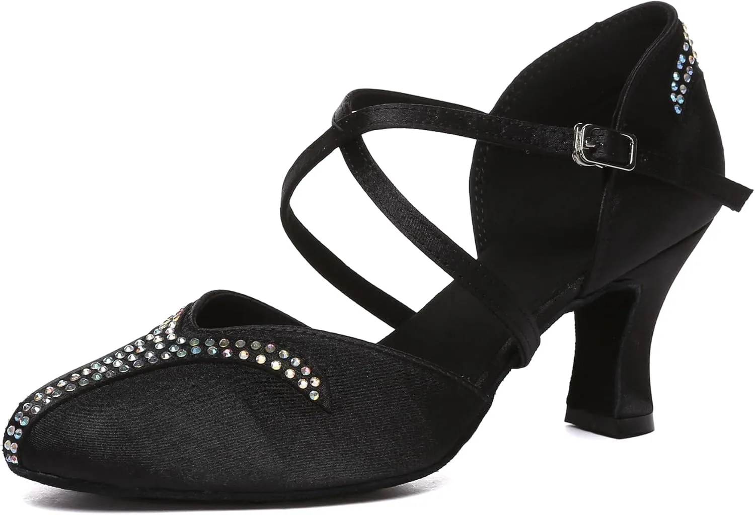 Minishion Women's Closed Toe Dance Heels Comfortable Ballroom Dancing Pumps