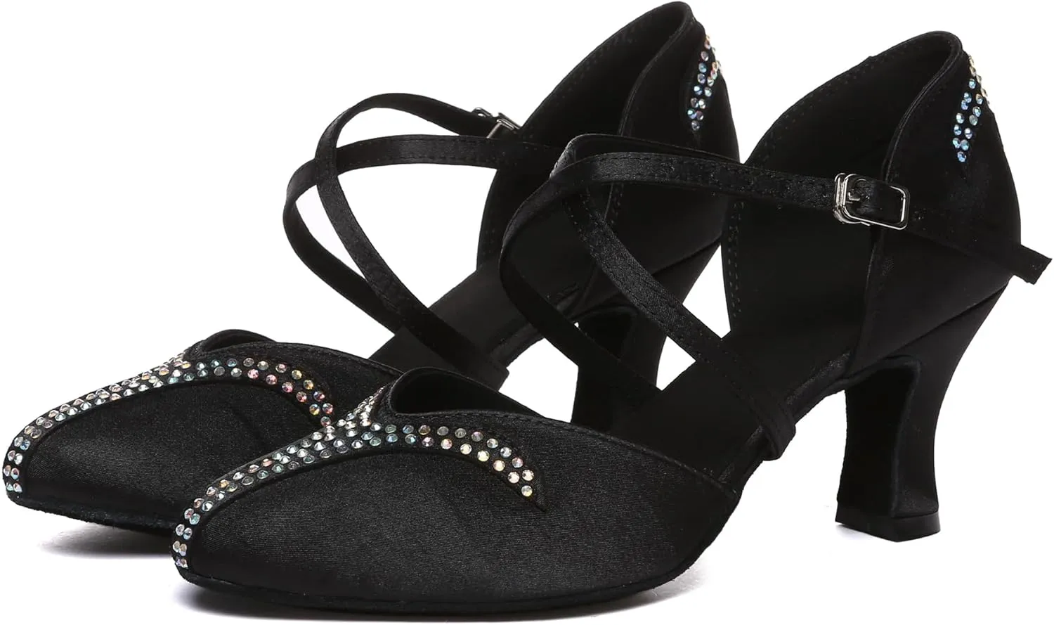 Minishion Women's Closed Toe Dance Heels Comfortable Ballroom Dancing Pumps