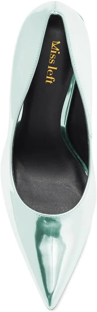 miss left Women Charming Pointed Toe Chunky High Heel Pumps Slip on Stylish Prom Party Dressy Shoes Size 4-16 US