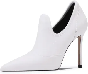 miss left Women Chic Ankle Boots Closed Pointed Toe Stiletto High Heels Slip On Cut Out Booties Stylish Casual Daily Date Prom Winter Shoes Size 4-16 US