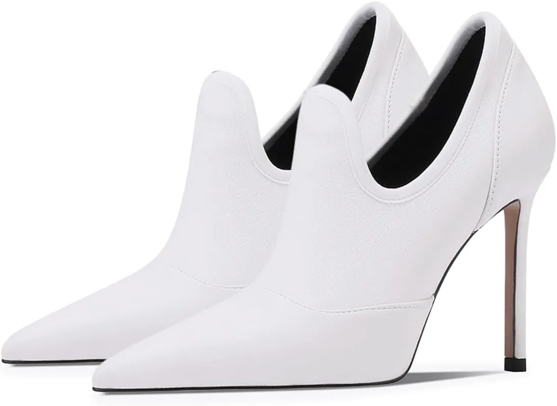 miss left Women Chic Ankle Boots Closed Pointed Toe Stiletto High Heels Slip On Cut Out Booties Stylish Casual Daily Date Prom Winter Shoes Size 4-16 US