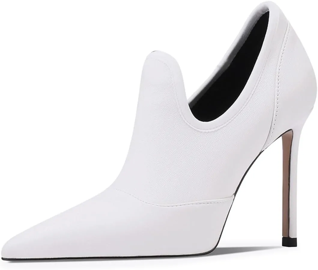 miss left Women Chic Ankle Boots Closed Pointed Toe Stiletto High Heels Slip On Cut Out Booties Stylish Casual Daily Date Prom Winter Shoes Size 4-16 US