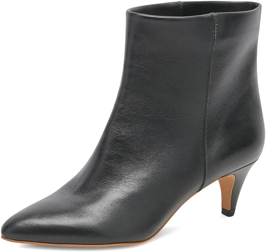 miss left Women Classic Kitten Heel Ankle Boots Pointed Toe Low Heel Wide Calf Pull On Booties Stylish Party Casual Shoes Size 4-16 US