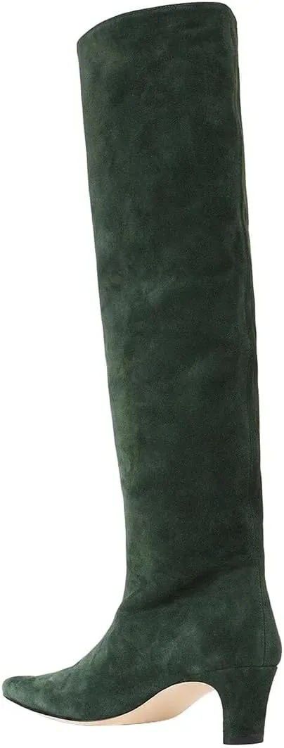 miss left Women Comfortable Low Heel Pull on Knee High Boots Stylish Square Toe Winter Party Fashion Long Boots Size 4-16 US