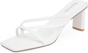 Modatope Flip Flop Heels Thong Sandals Heeled Mules for Women Square Toe Low Heels Chunky Block Heeled Slides