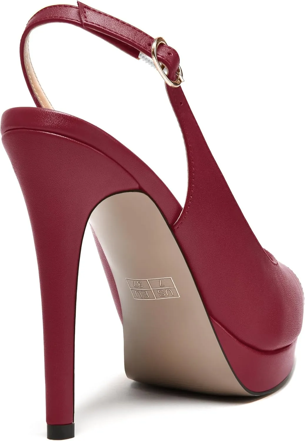 MODENCOCO Womens Matte Slingback Stylish Peep Toe Buckle Sexy Night Club Stiletto High Heel Pumps Shoes 5 Inch