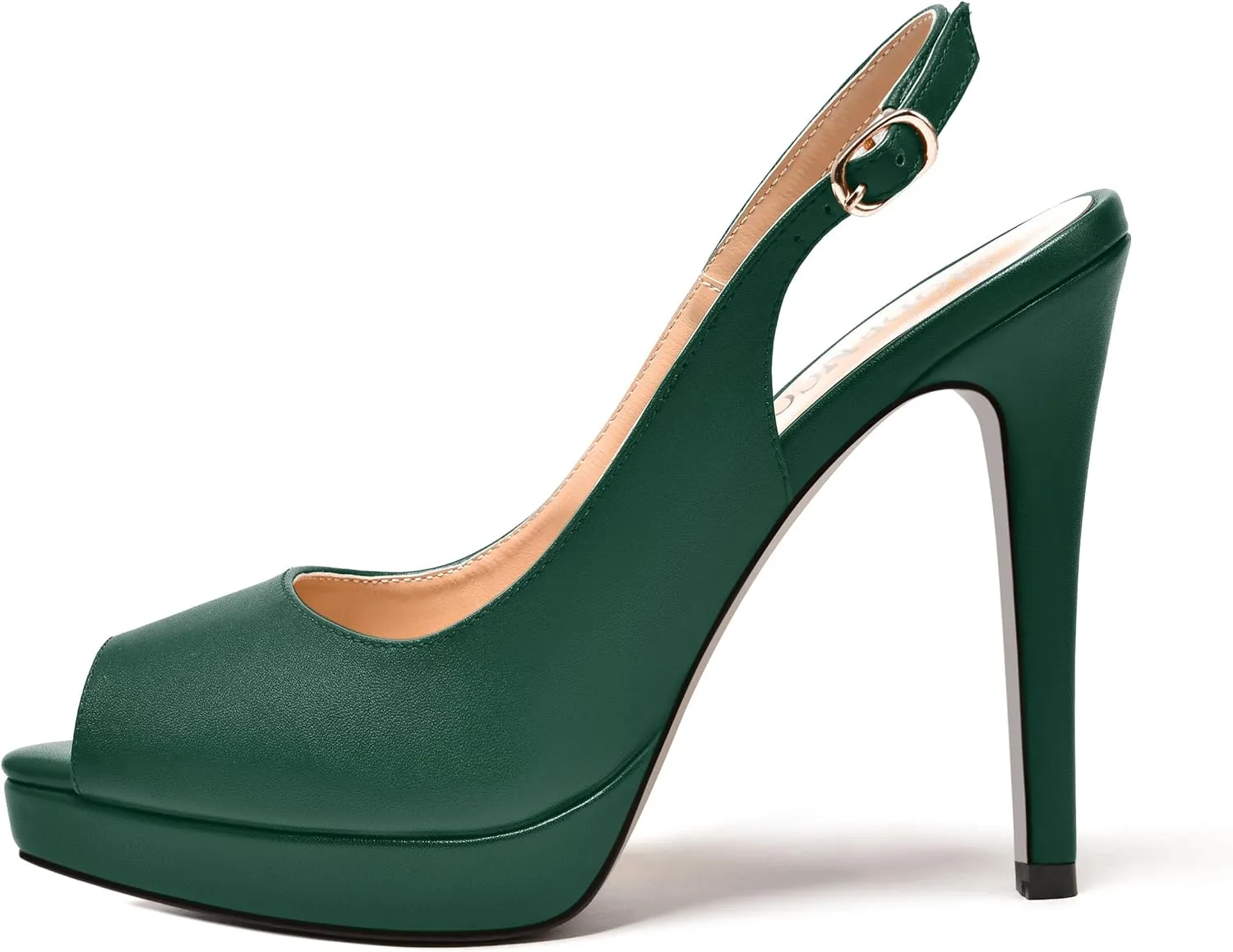 MODENCOCO Womens Matte Slingback Stylish Peep Toe Buckle Sexy Night Club Stiletto High Heel Pumps Shoes 5 Inch