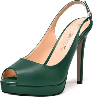 MODENCOCO Womens Matte Slingback Stylish Peep Toe Buckle Sexy Night Club Stiletto High Heel Pumps Shoes 5 Inch