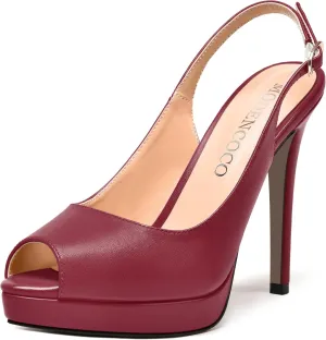 MODENCOCO Womens Matte Slingback Stylish Peep Toe Buckle Sexy Night Club Stiletto High Heel Pumps Shoes 5 Inch