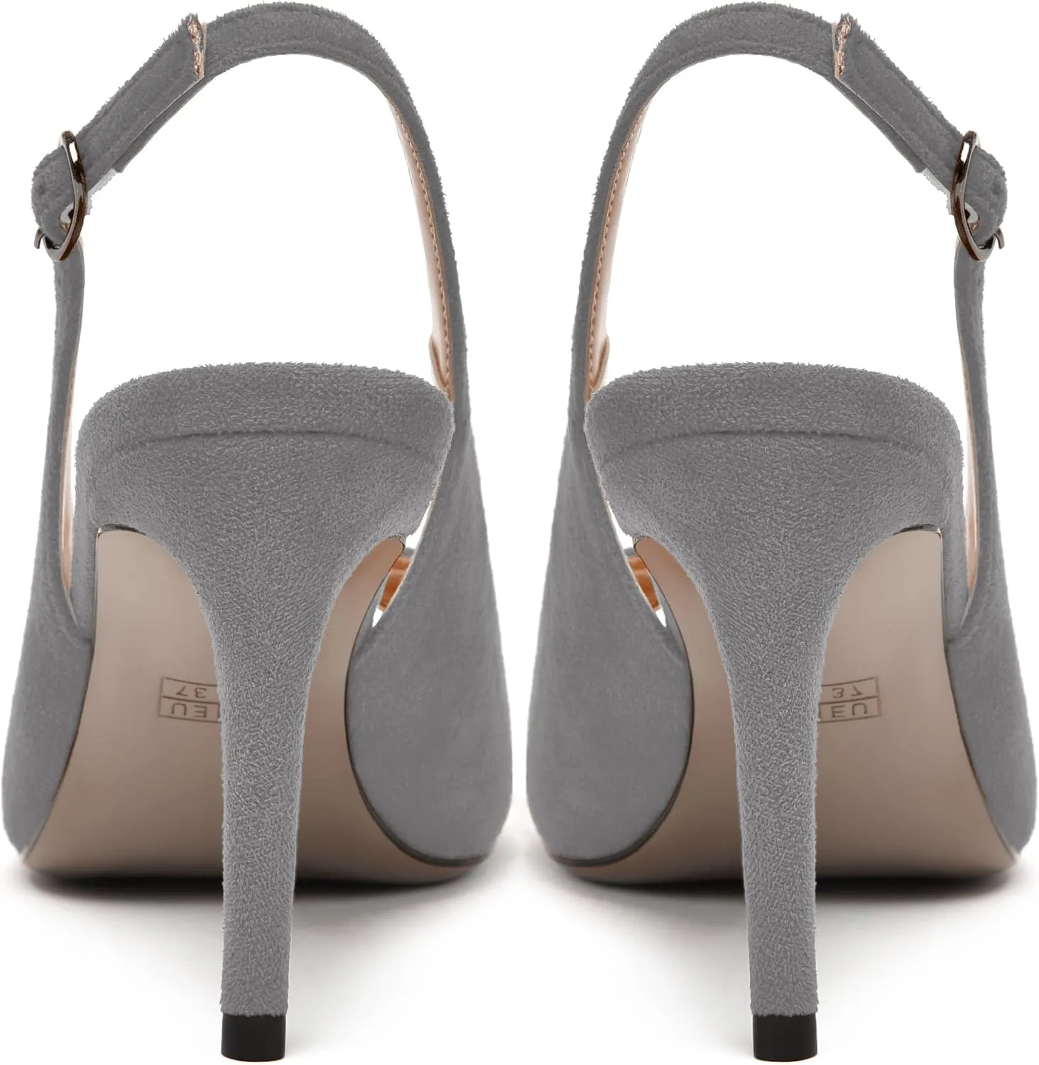 MODENCOCO Womens Peep Toe Buckle Sexy Stylish Slingback Night Club Suede Stiletto High Heel Pumps Shoes 3.3 Inch