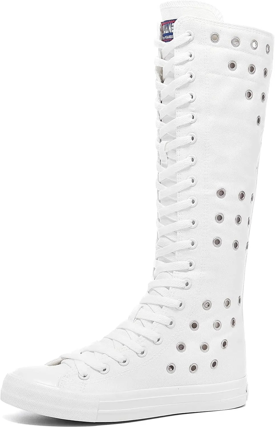 Momuk Girls Women Stylish Canvas Knee High Boots Causal Sneakers School Shoes Size 11 B(M) US White