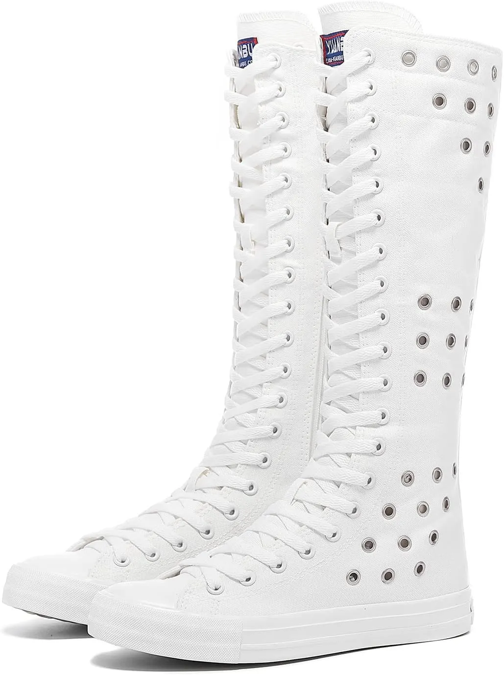 Momuk Girls Women Stylish Canvas Knee High Boots Causal Sneakers School Shoes Size 11 B(M) US White