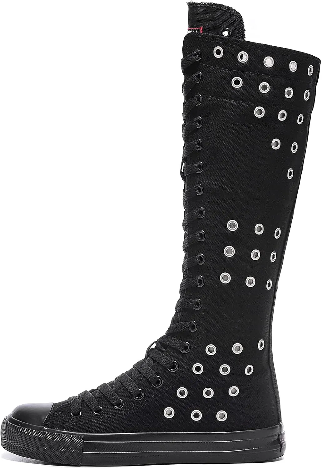 Momuk Knee High Canvas Stylish Boots Causal Sneakers School Shoes for Girls Women Size 7 B(M) US Black