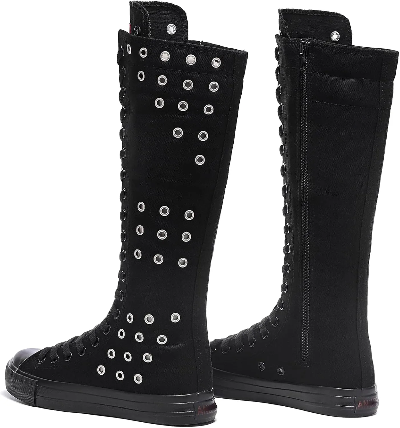 Momuk Knee High Canvas Stylish Boots Causal Sneakers School Shoes for Girls Women Size 7 B(M) US Black