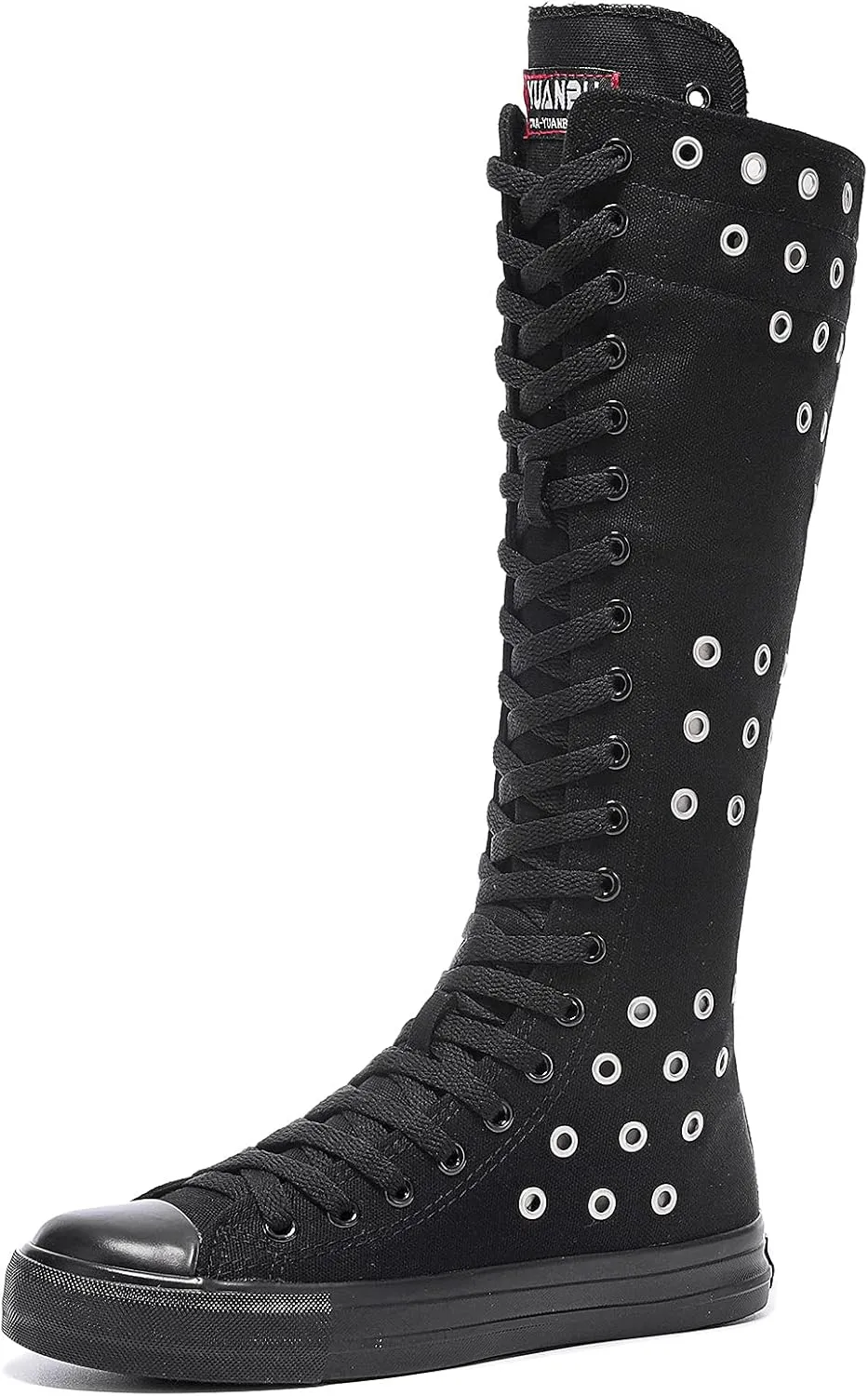 Momuk Knee High Canvas Stylish Boots Causal Sneakers School Shoes for Girls Women Size 7 B(M) US Black