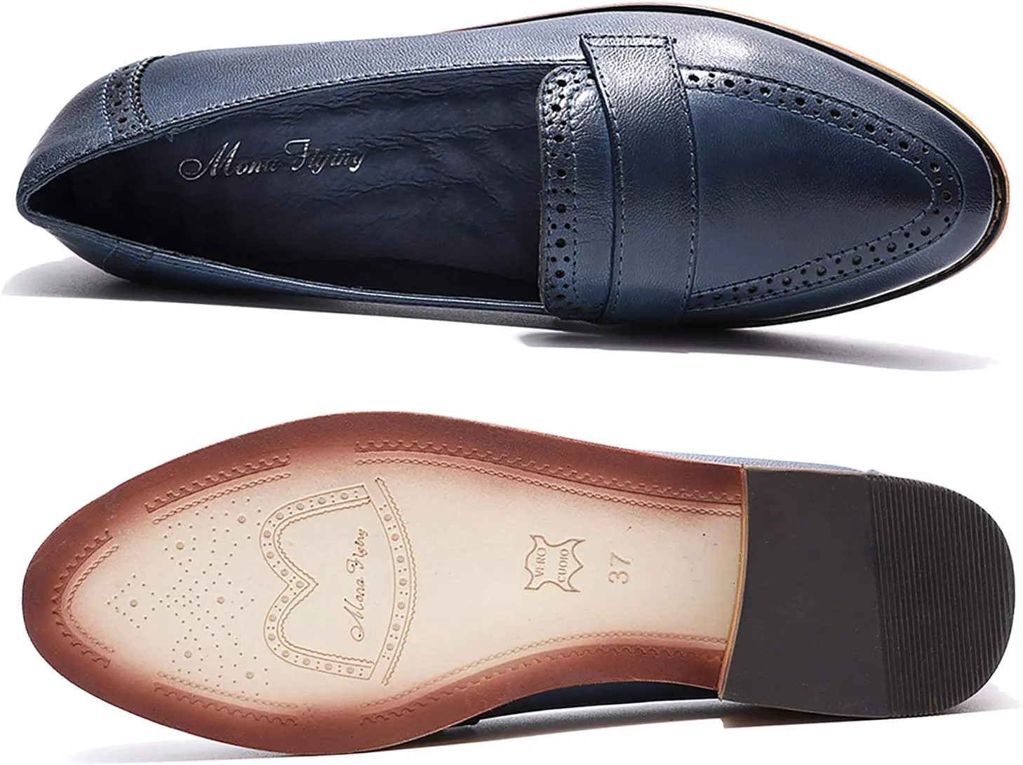 Mona flying Women's Classy Leather Penny Loafer Dress Casual Slip on Flat Office Work Shoes for Ladies