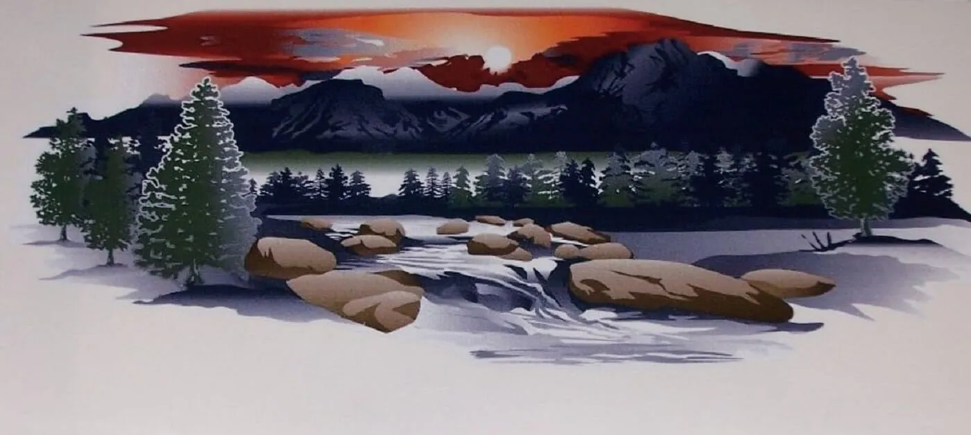 Mountain River and Trees RV Graphic Mural Decal/Sticker Fit Wall Camper Trailer Motorhome (14" X 36" Inches)