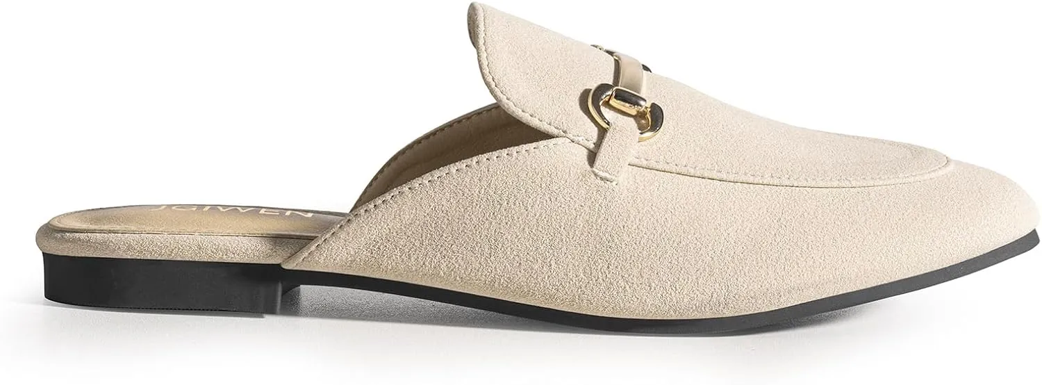 Mules for Woman Flats Comfortable Buckle Mules Round Toe Backless Loafers Womens Slip On Shoes Size 6-10