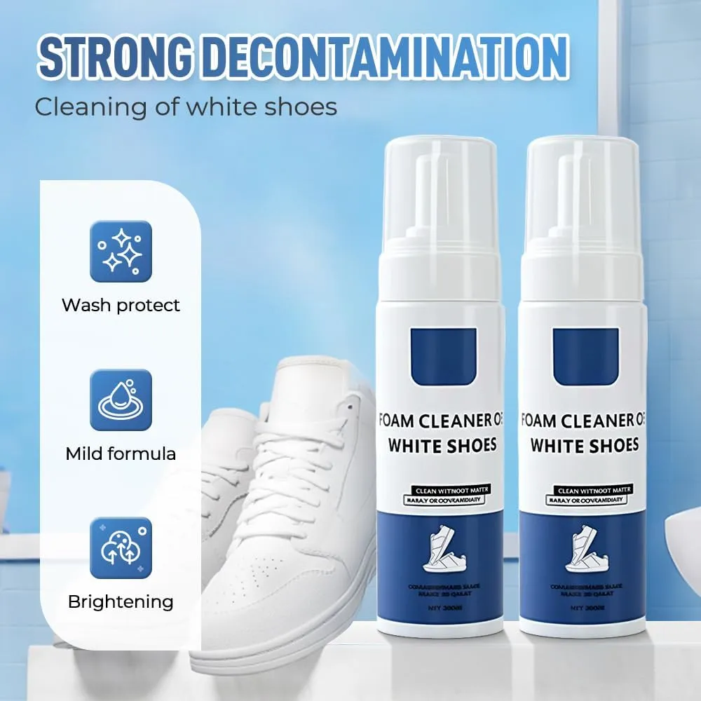Multi-Function Foam Cleaner for White Shoes, 2025 New 6.76 Oz Shoe Cleaning Kit with Brush and Towel