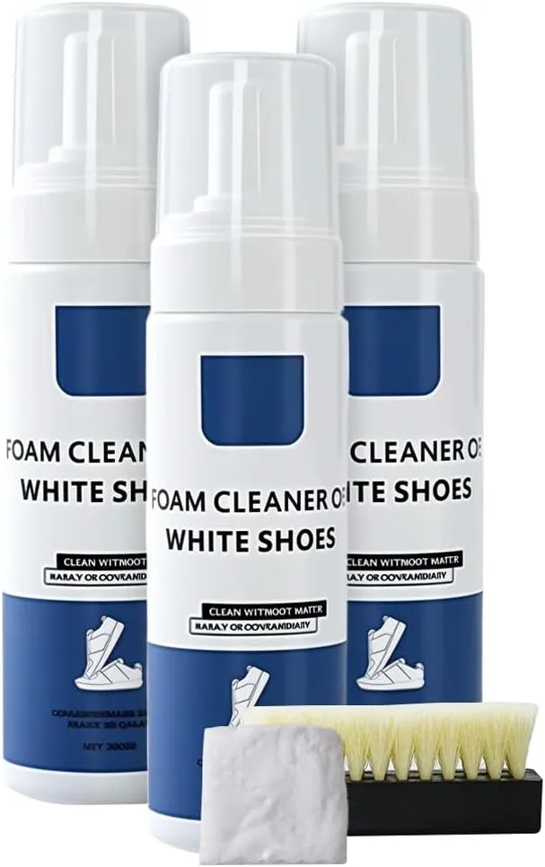 Multi-Function Foam Cleaner for White Shoes, 2025 New 6.76 Oz Shoe Cleaning Kit with Brush and Towel