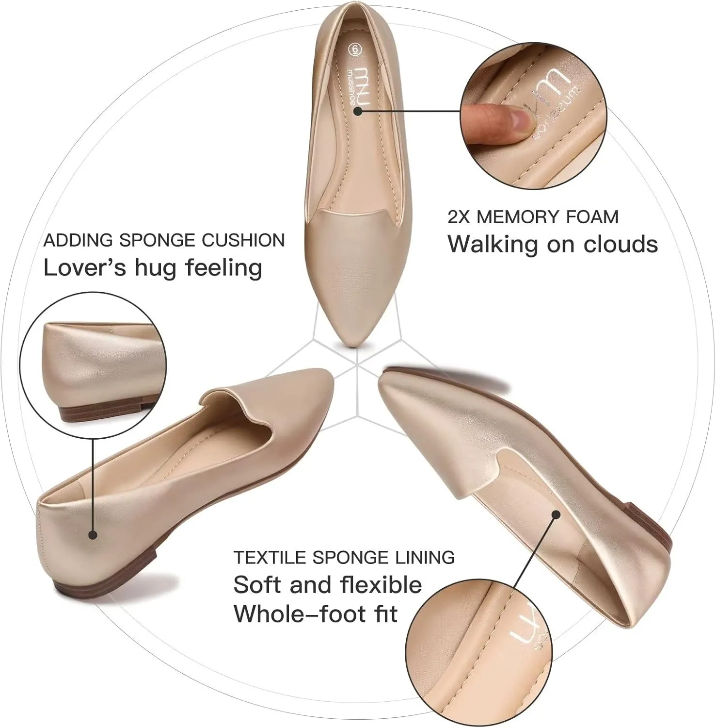 MUSSHOE Flat Shoes Women Comfortable Slip on Women's Flats