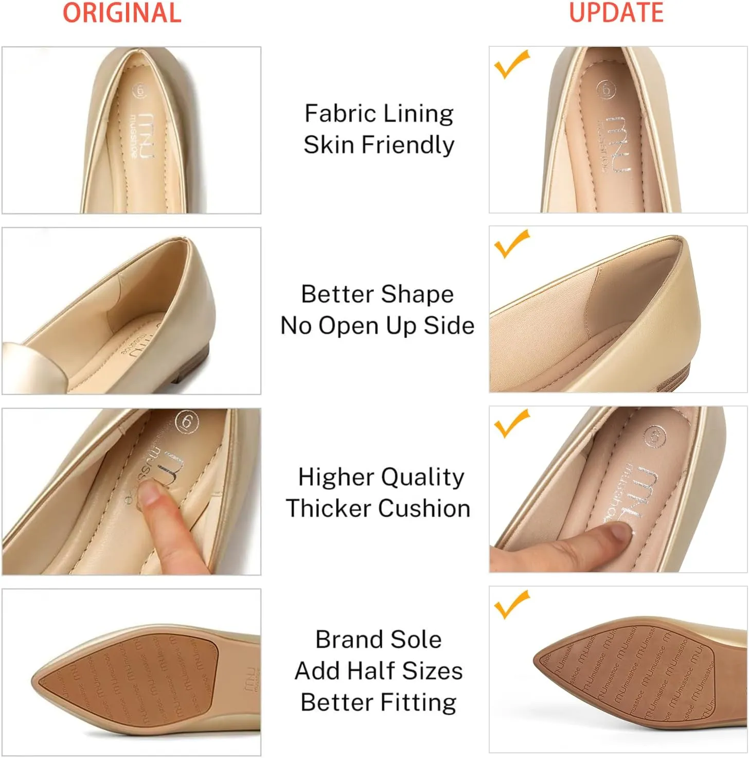 MUSSHOE Flat Shoes Women Comfortable Slip on Women's Flats