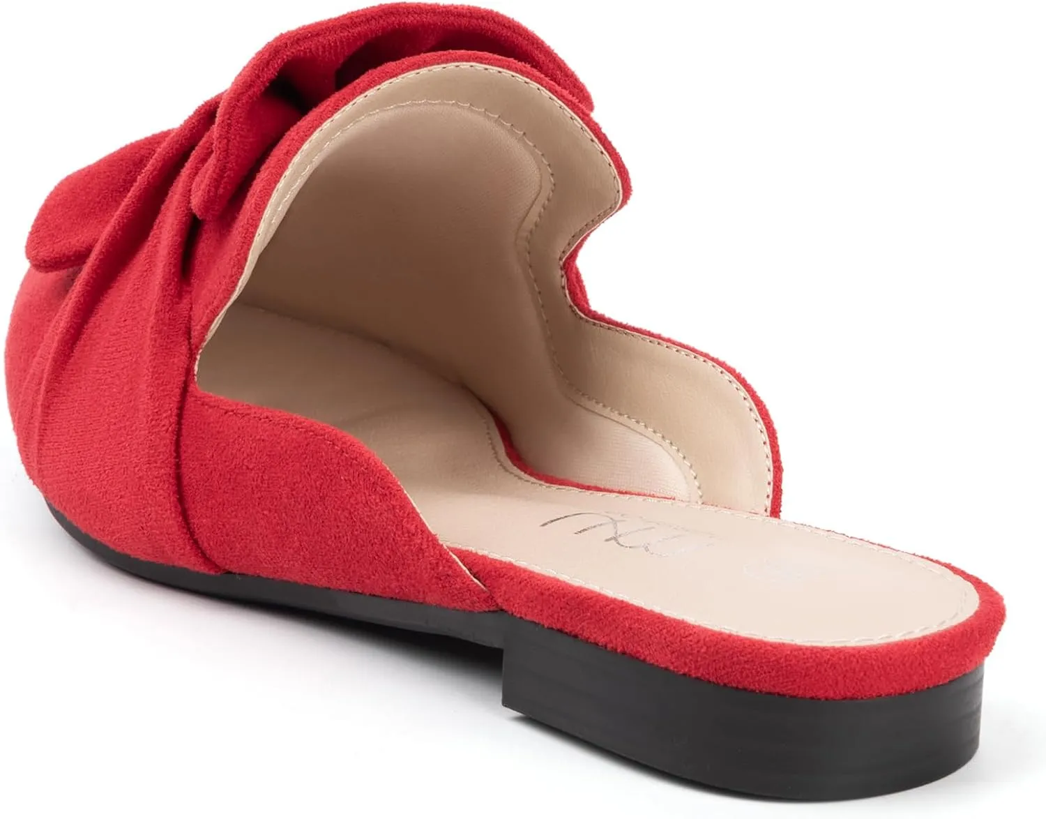 MUSSHOE Womens Mules Comfortable Pointed Toe Mules for Women Flats Backless Loafers with Bow Slip On