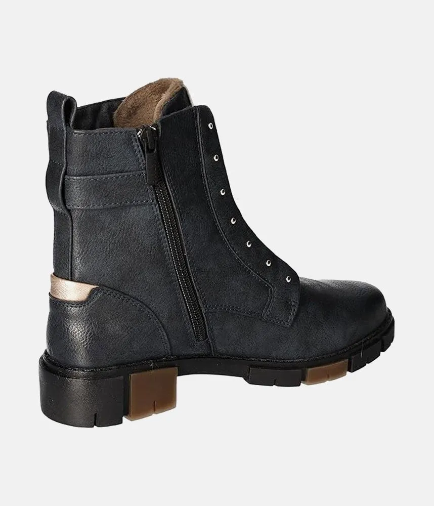 Mustang Stylish Navy Combi Ankle Boots