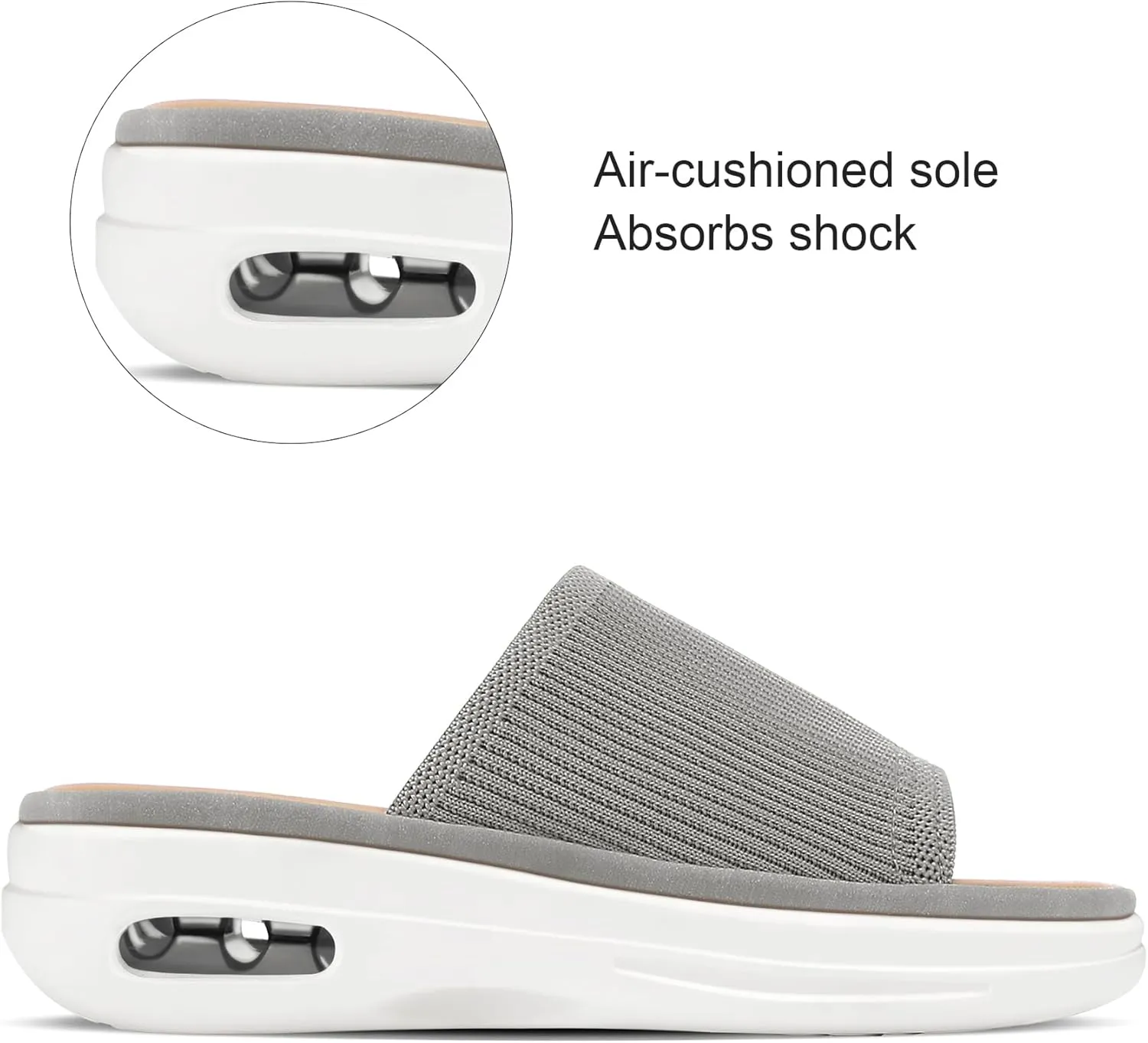 mysoft Women's Comfortable Slide Sandals Air Cushion Knit Slip On Wedge Lightweight Walking Sandals Platform Summer Shoes