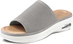 mysoft Women's Comfortable Slide Sandals Air Cushion Knit Slip On Wedge Lightweight Walking Sandals Platform Summer Shoes