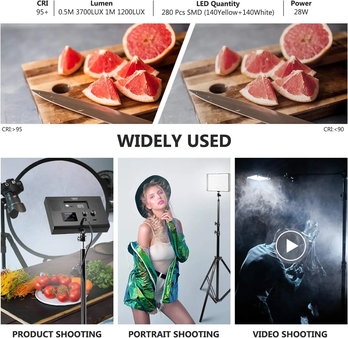 Neewer 2-Pack 2.4G LED Video Lighting Kit: Bi-Color CRI 95  280 LED Panel with 2M Light Stand, LCD Display, 2.4G Remote for Photo Studio Photography, Ball Head/Carry Bag Included
