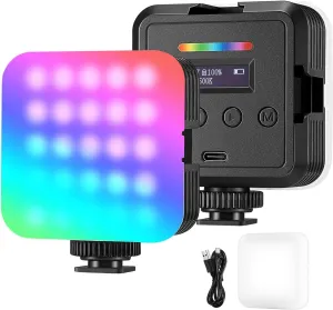 NEEWER Magnetic RGB Camera Light, 360° Full Color RGB61 Small LED Panel Video Light with 3 Cold Shoe Mounts/CRI 97 /20 Scene Modes/2500K-8500K/2000mAh Portable Recording Photography Selfie Lighting