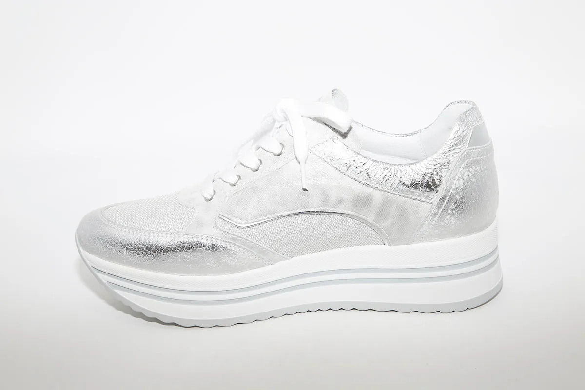NeroGiardini - Platform Leather Sneakers - Silver