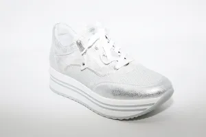NeroGiardini - Platform Leather Sneakers - Silver