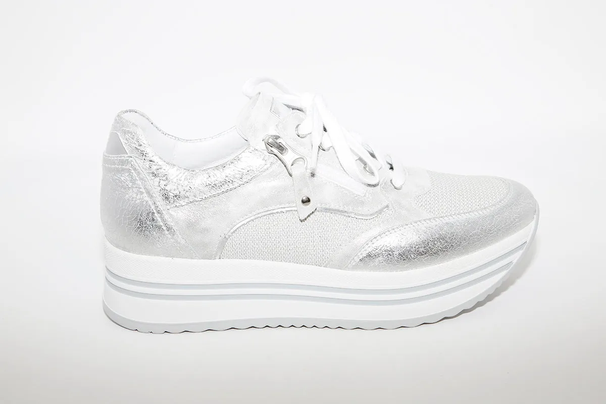 NeroGiardini - Platform Leather Sneakers - Silver