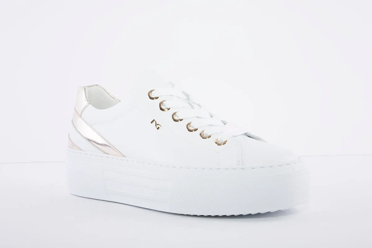 NeroGiardini - Platform Leather Sneakers - White/Gold