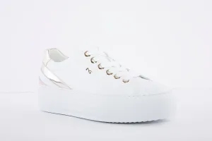 NeroGiardini - Platform Leather Sneakers - White/Gold