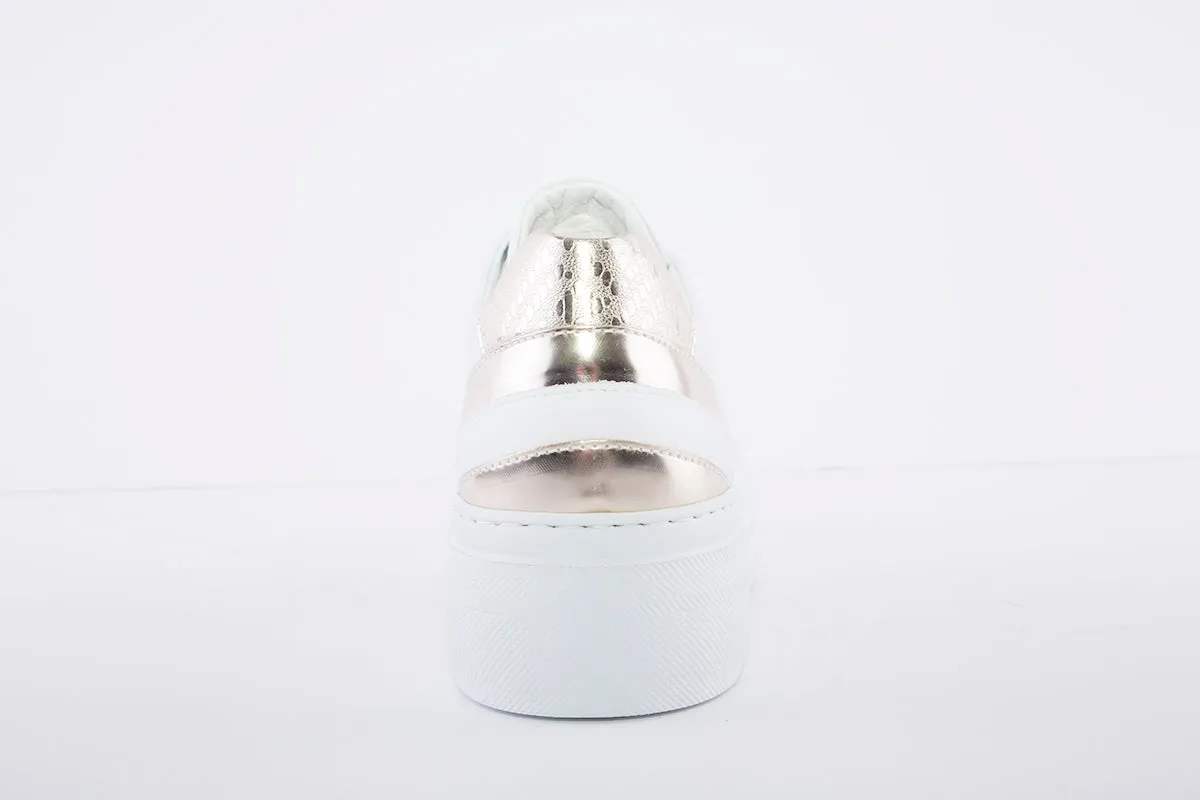 NeroGiardini - Platform Leather Sneakers - White/Gold