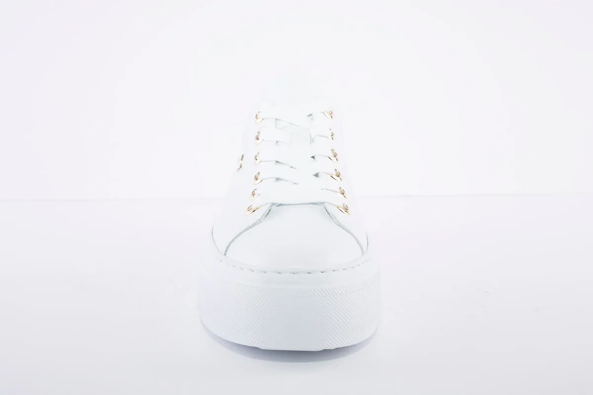 NeroGiardini - Platform Leather Sneakers - White/Gold