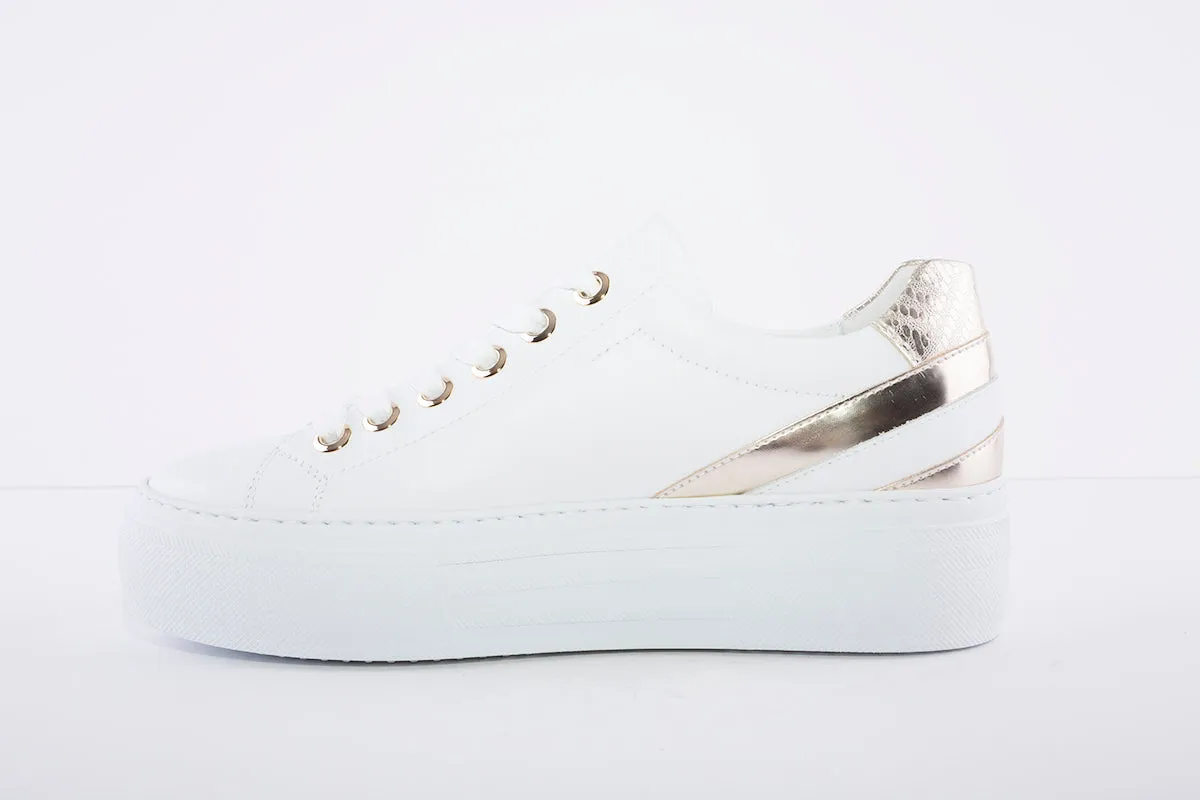 NeroGiardini - Platform Leather Sneakers - White/Gold