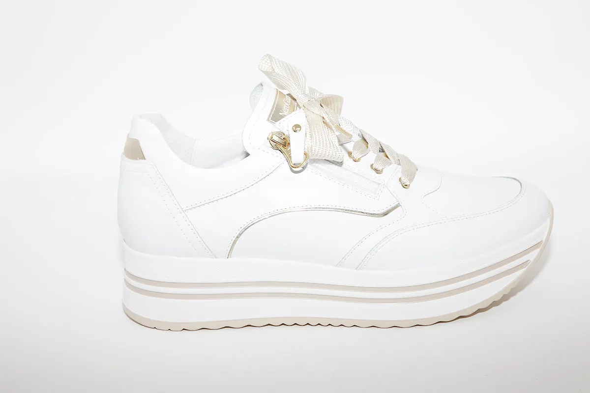 NeroGiardini - Platform Wedge Laced Sneakers - White