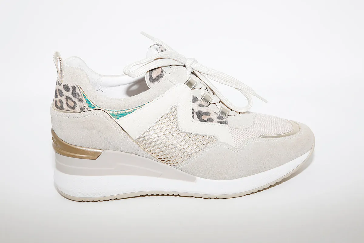 NeroGiardini - Wedge Leather/Suede Sneakers - Beige Combi