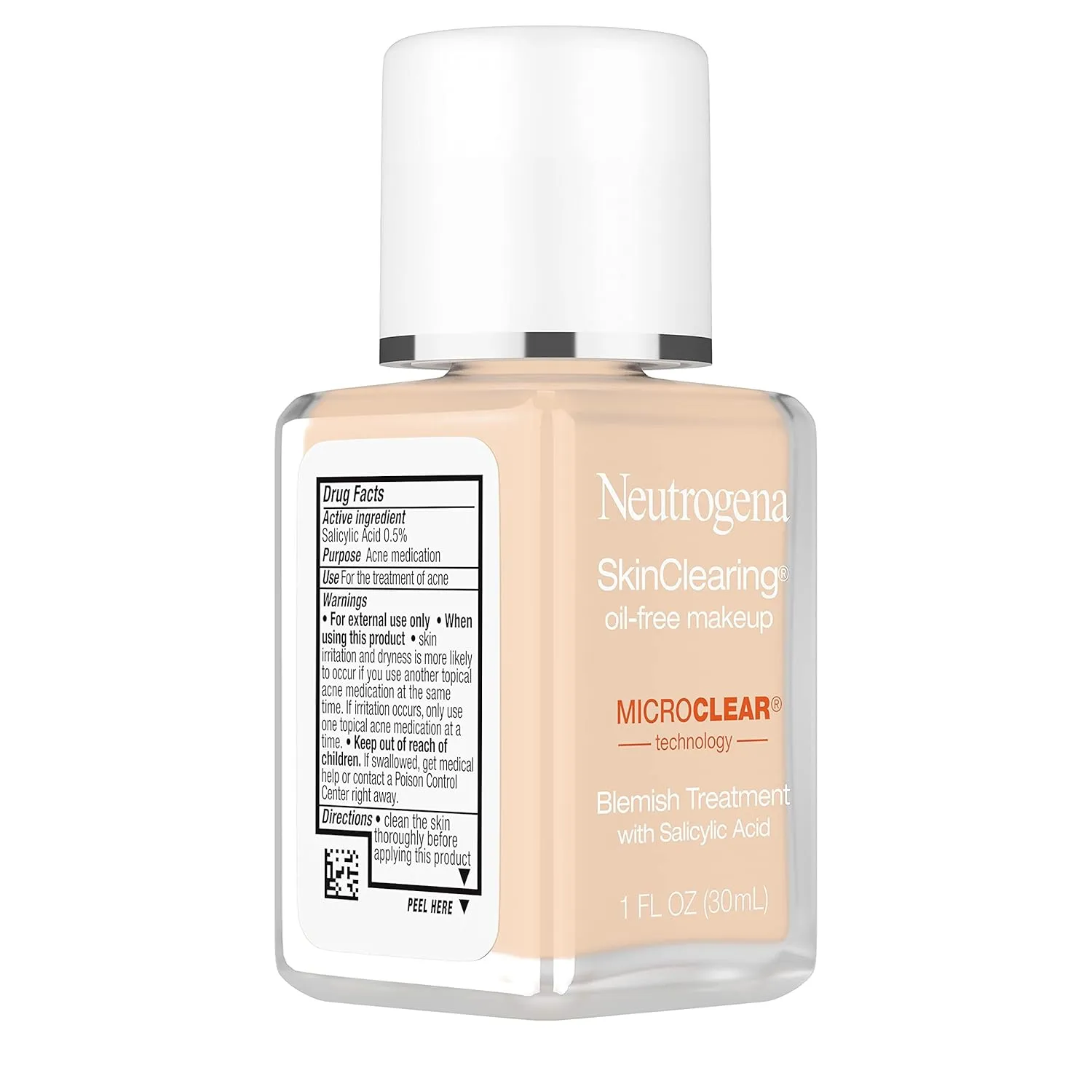 Neutrogena SkinClearing Oil-Free Acne and Blemish Fighting Liquid Foundation with.5% Salicylic Acid Acne Medicine, Shine Controlling Makeup for Acne Prone Skin, 30 Buff, 1 fl. oz