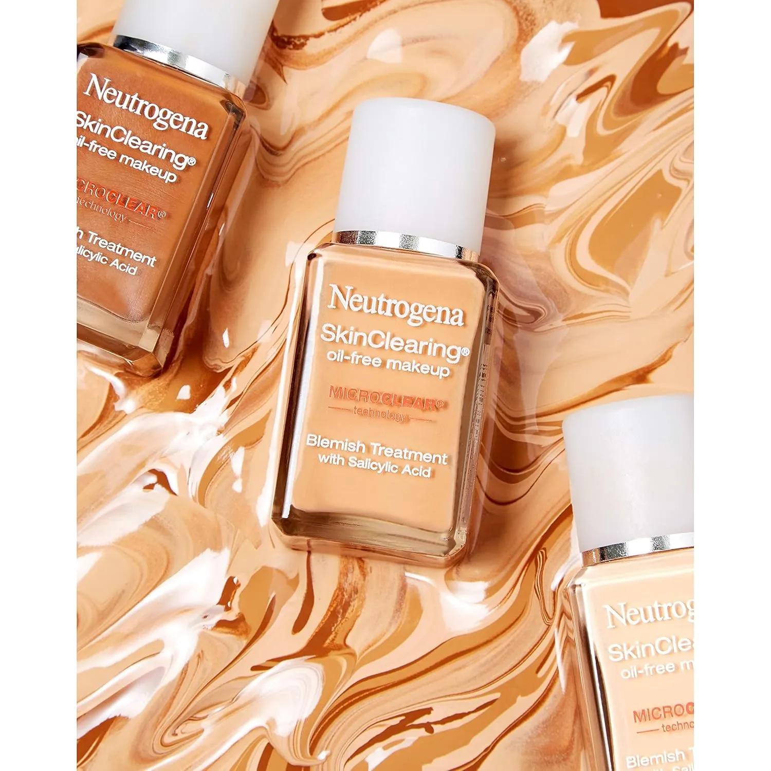Neutrogena SkinClearing Oil-Free Acne and Blemish Fighting Liquid Foundation with.5% Salicylic Acid Acne Medicine, Shine Controlling Makeup for Acne Prone Skin, 30 Buff, 1 fl. oz