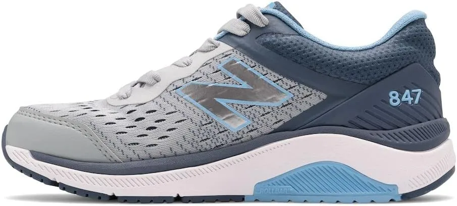 New Balance Women's 847 V4 Walking Shoe, Light Aluminum/Vintage Indigo, 6.5 Narrow