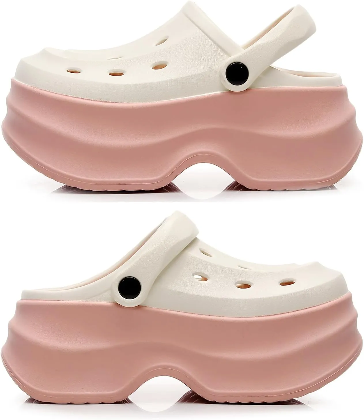 NIFFTORIA Women's Platform Clogs Gardener Slip On Slides Shoes Mules Hight Heels Beach Sandals with Pearl Accessories