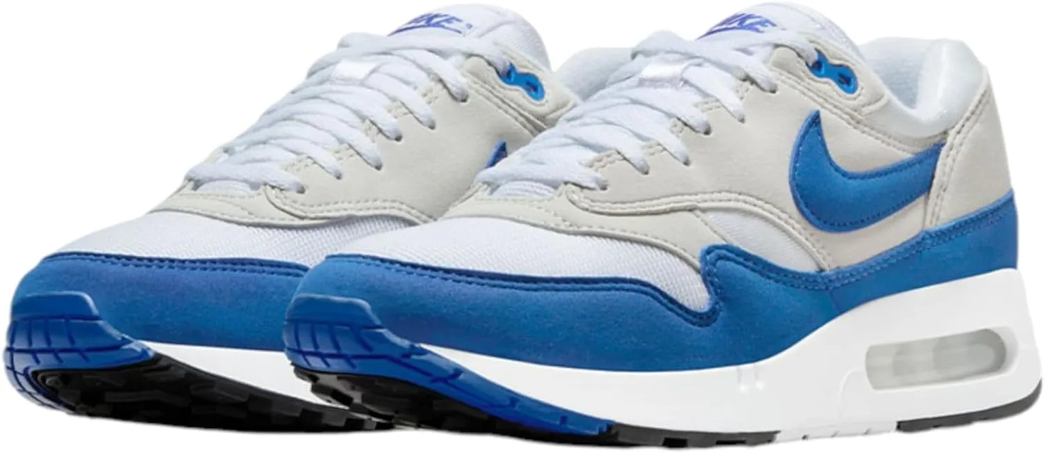 Nike Air Max 1 '86 Premium Shoes (DO9844-101, White/Light Neutral Grey/Black/Royal Blue)