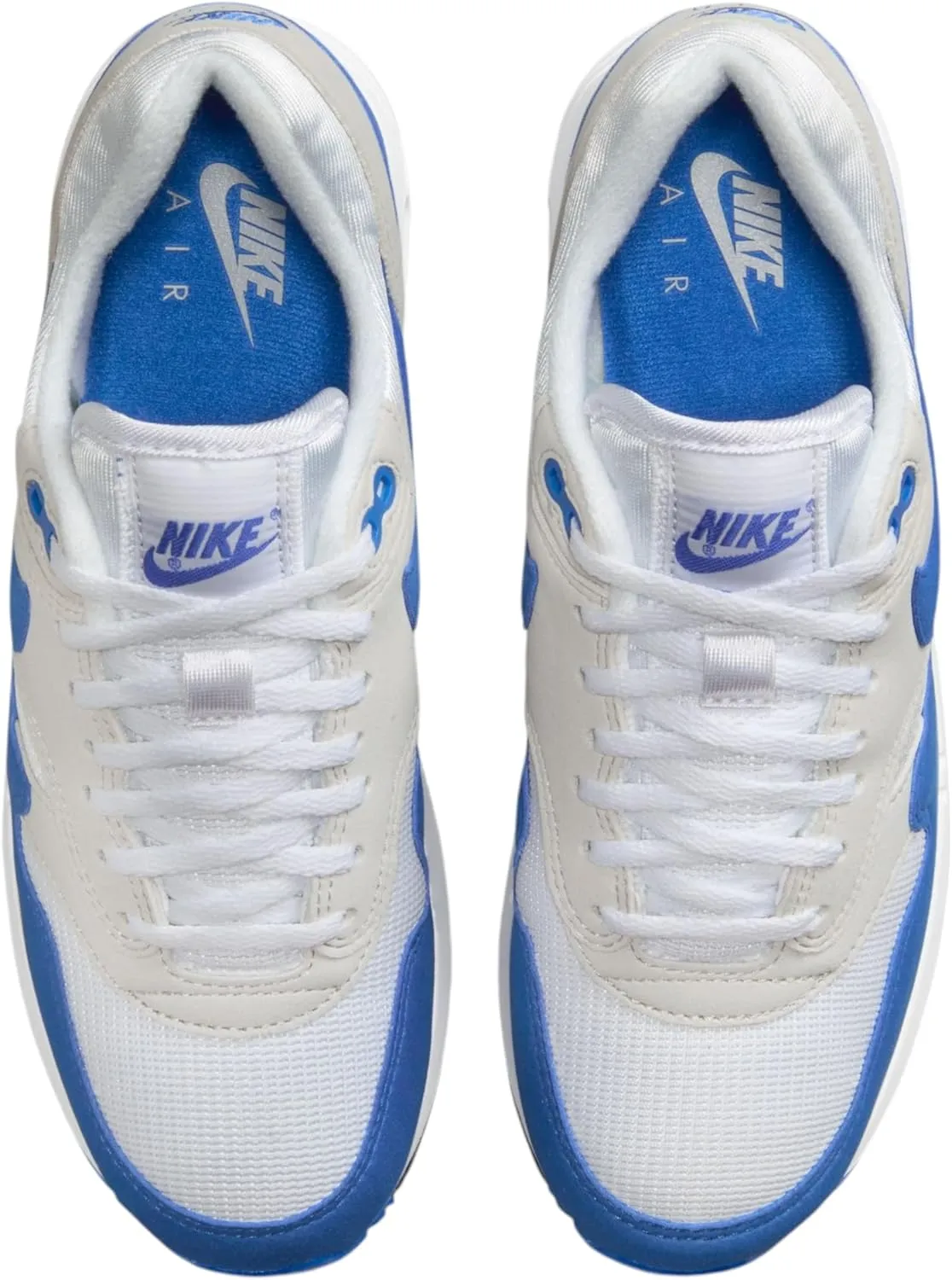 Nike Air Max 1 '86 Premium Shoes (DO9844-101, White/Light Neutral Grey/Black/Royal Blue)