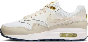 NIKE Air Max 1 Big Kids' Shoes (DZ3307-103, White/Bronzine/Barely Volt/Light Orewood Brown) Size 5