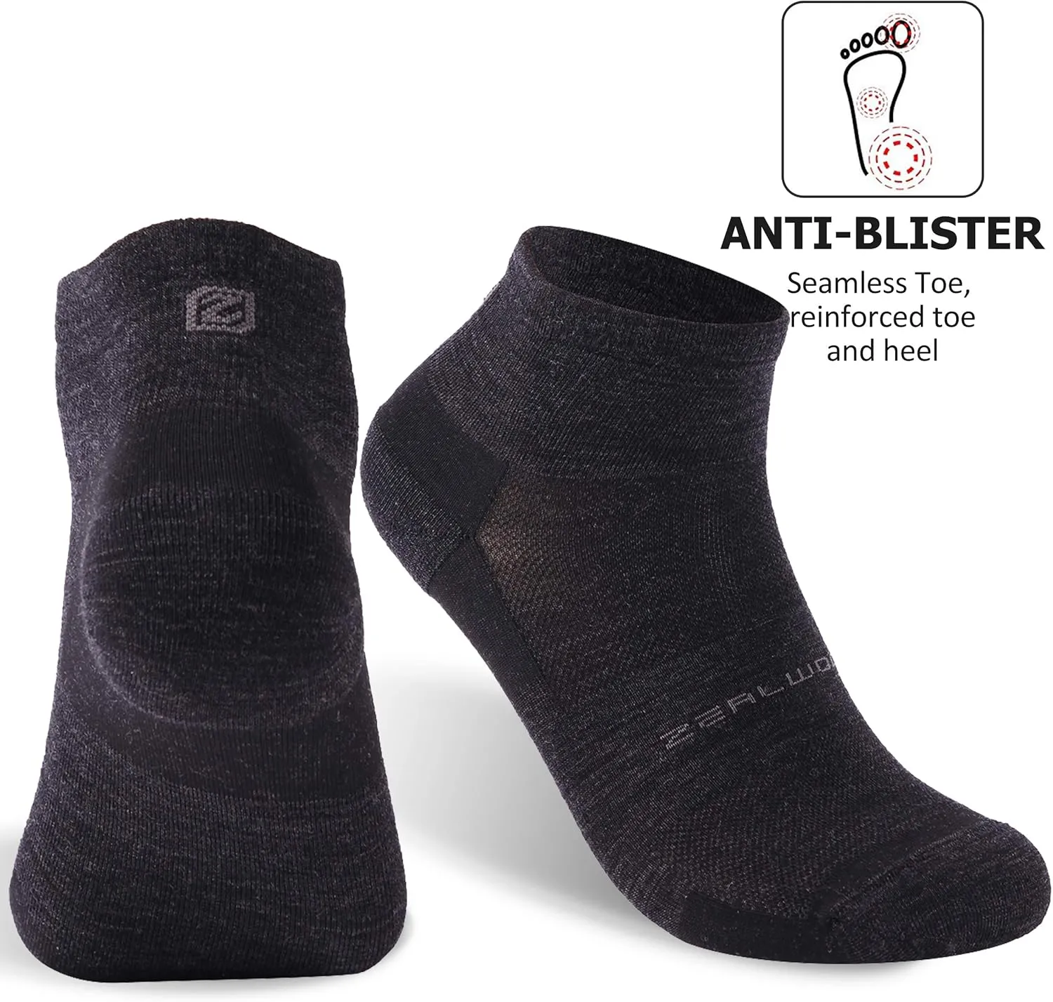 No Show Athletic Socks, ZEALWOOD Unisex Merino Wool Ultra-Light Running Tennis Golf Socks,1/3 Pairs